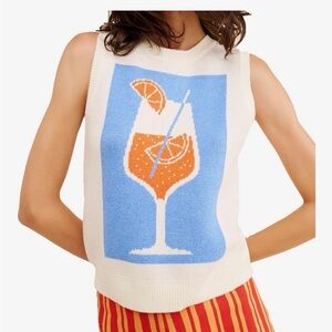 Sleeveless Sweater with Orange Drink Design